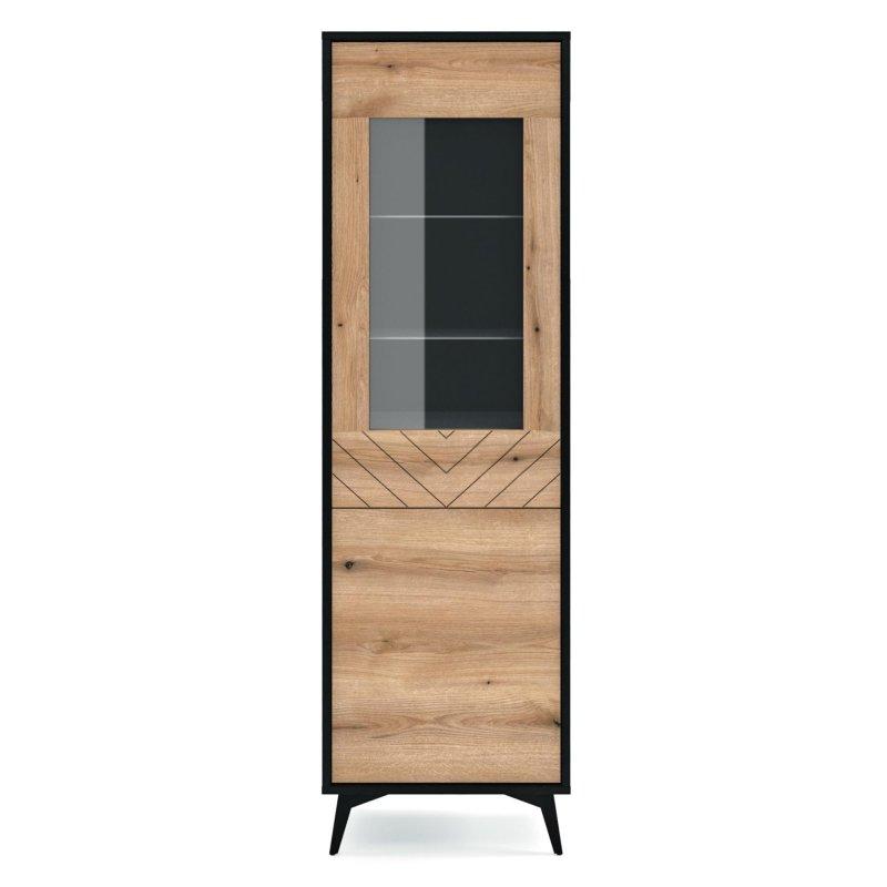 Siyah ve Evoke Meşe Renkli Jöle Desenli Vitrinli TV Ünitesi 178x54x39 cm - 81886