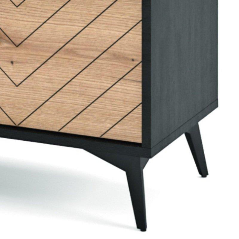 Siyah ve Evoke Meşe Renkli Jöle Desenli Vitrinli TV Ünitesi 178x54x39 cm - 81886