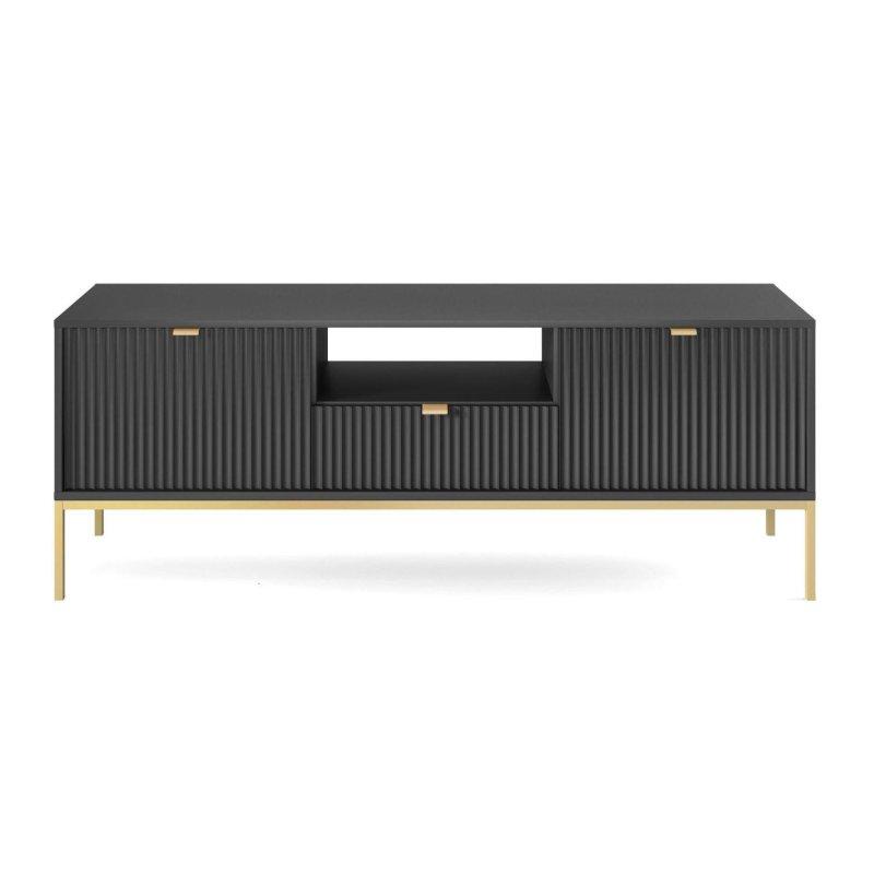 Siyah ve Gold Metal Ayaklı 154 cm TV Ünitesi 2 Kapaklı 1 Çekmeceli - 82216