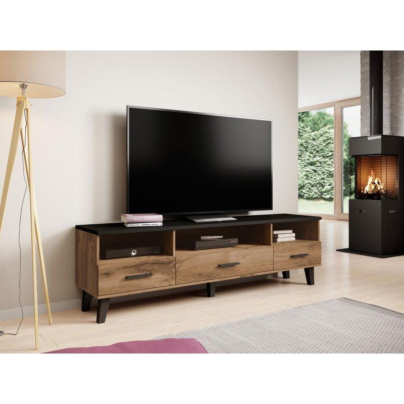 Sonoma Ahşap ve Siyah Plastik Detaylı 180 cm TV Ünitesi - 80590