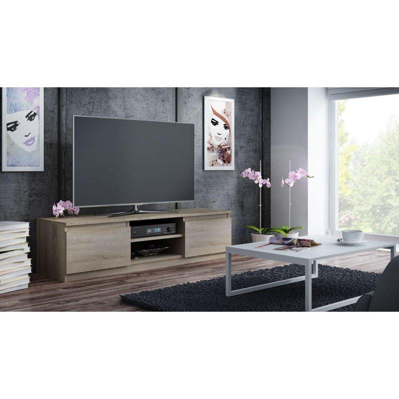 Sonoma Meşe Renkli 120 cm Genişliğinde 2 Kapılı Açık Raflı TV Ünitesi - 82090
