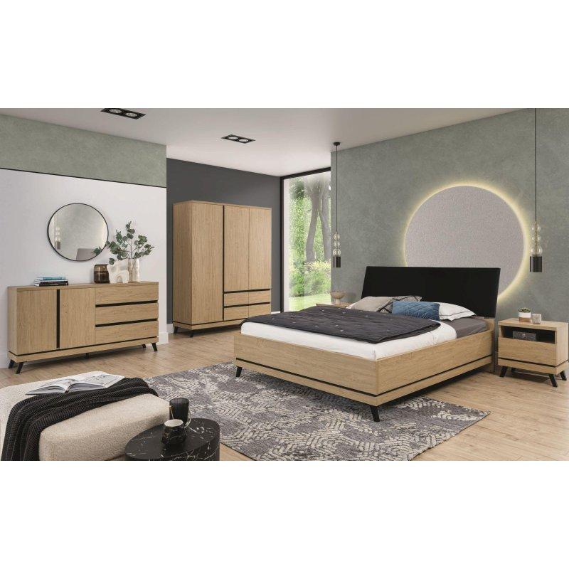 Taş Görünümlü Meşe TV Ünitesi 160x62.5 cm Siyah Panelli - 82030