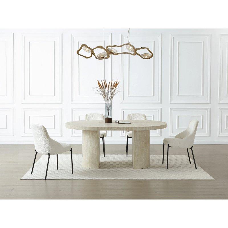 Travertin Beige MDF Açılır Yuvarlak Yemek Masası 240 cm - 83005