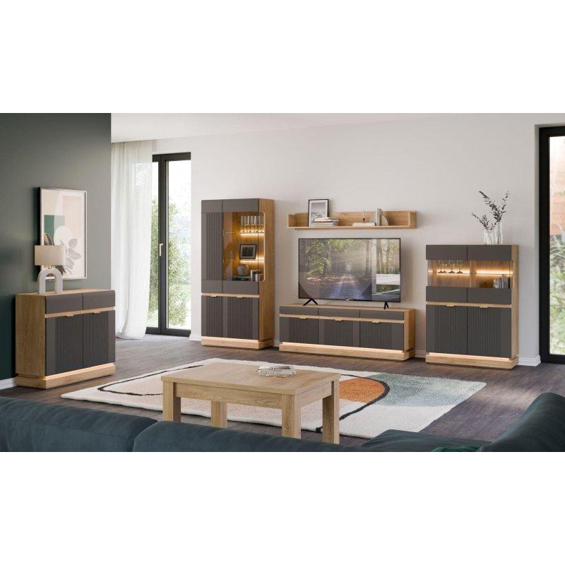 Üç Kapılı Antrasit Mat ve Cremona Torro Ahşap TV Ünitesi 164x585x405 cm - 82015