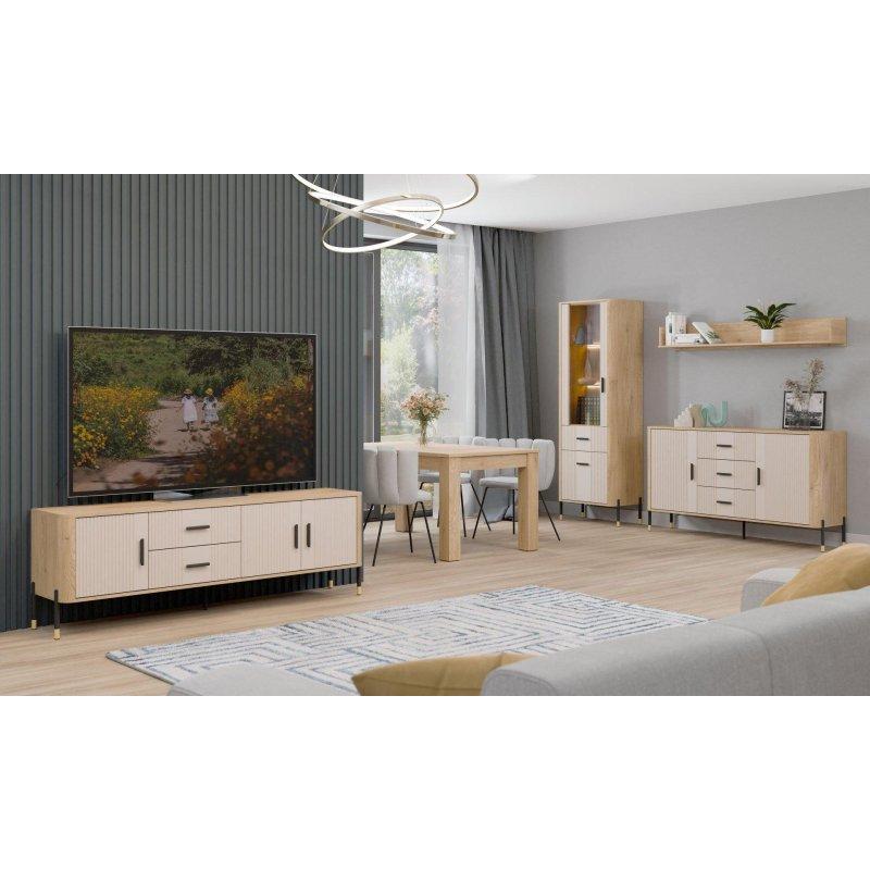 Üç Kapılı İki Çekmeceli Krem Renkli Tv Ünitesi 186x61 cm - 82210