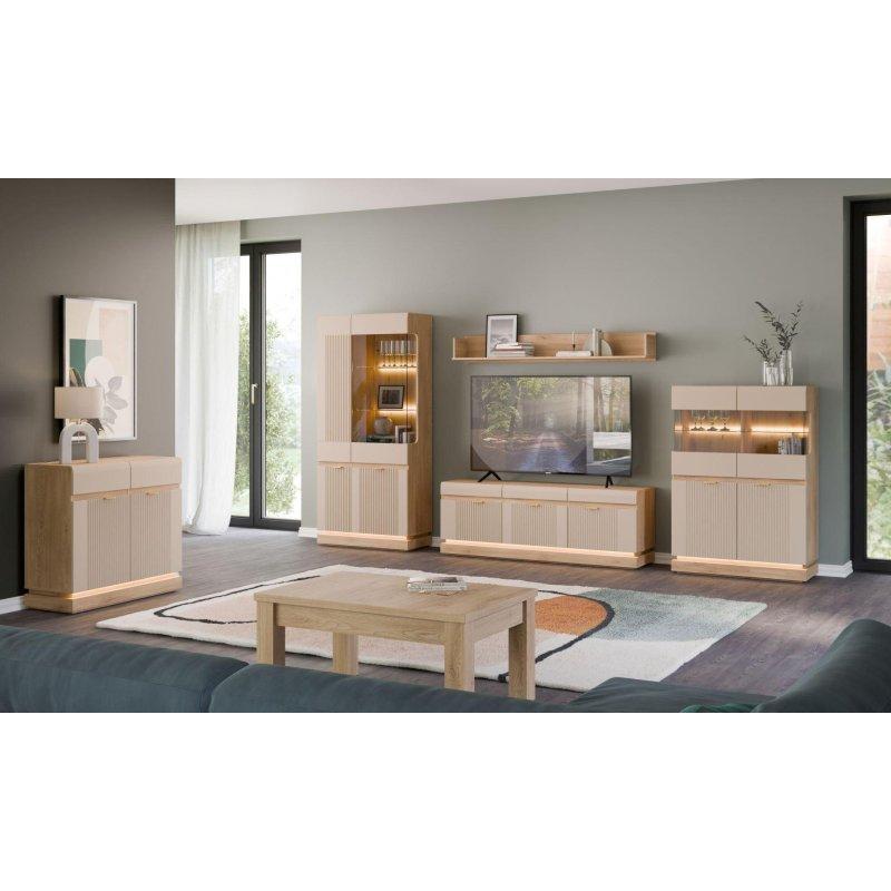 Üç Kapılı Kremşin Mat TV Ünitesi 164x58.5x40.5 cm Cremona Torno Ahşap - 82246