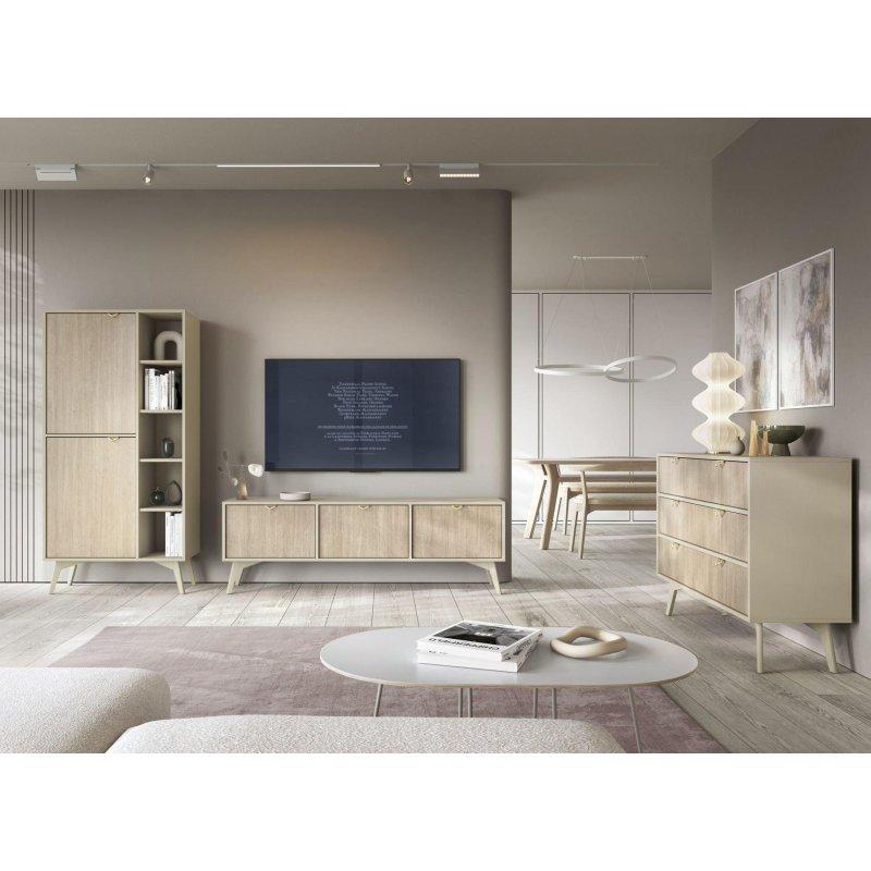 Üç Kapılı Kum Beji Skandinav Tasarımlı TV Ünitesi 158x52 cm - 82264
