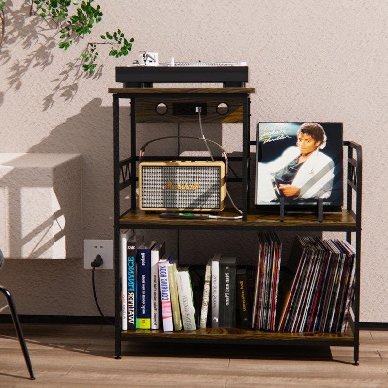 Üç Katlı Kahverengi Endüstriyel Plak Dolabı 32 cm x 73 cm x 85 cm - 81472