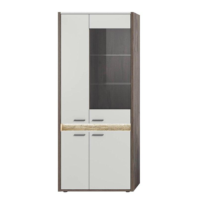 Üç Parçalı Beyaz ve Nox Dekoratif Vitrinli TV Ünitesi 350x197 cm - 81823
