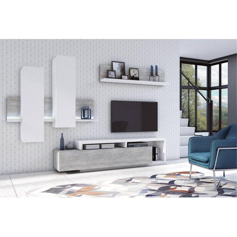 Üç Parçalı Beyaz Vitrinli TV Ünitesi 305x160 cm - 81847