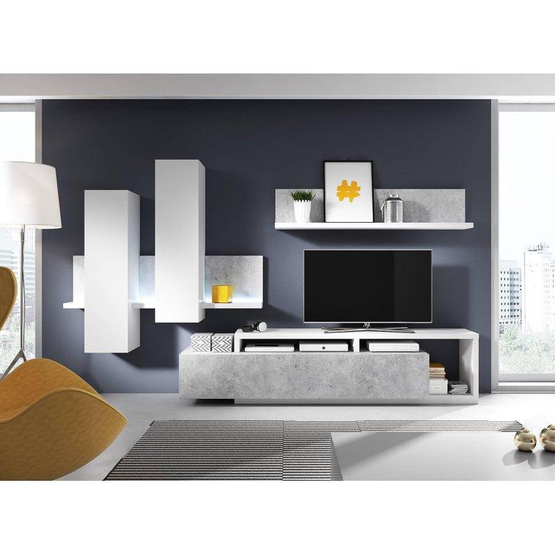 Üç Parçalı Beyaz Vitrinli TV Ünitesi 305x160 cm - 81847