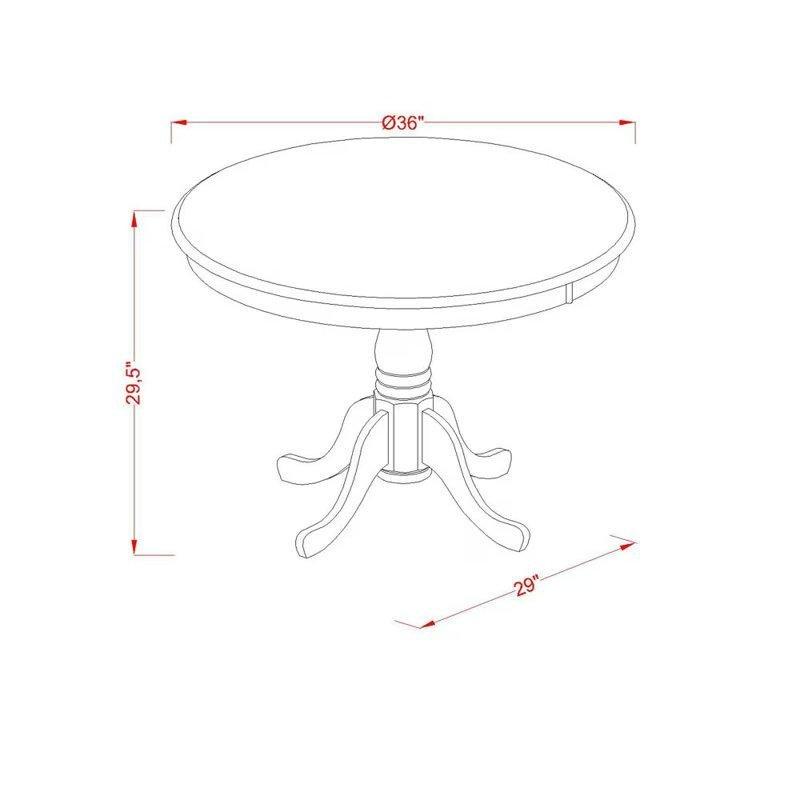 Vintage Krem Renk Yuvarlak Masif Ahşap Yemek Masası 91x91 cm Ayaklı Taban - 82558
