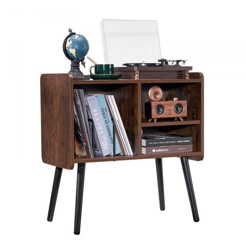 Vintage Tasarımlı Kahverengi Plak Dolabı 68x66x36 cm - 81592