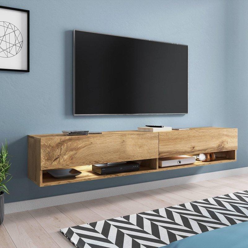 Wotaneiche Dekorlu 180 cm LED Aydınlatmalı TV Ünitesi - 80665