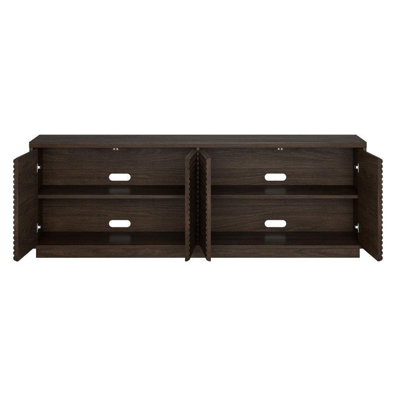 Yatay Çizgili Kapılı Kahverengi MDF TV Konsolu 178x39x61 cm - 80878