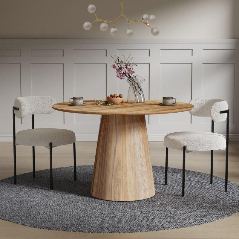 Yuvarlak Ahşap Yemek Masası 120 cm Doğal Renk - 82867