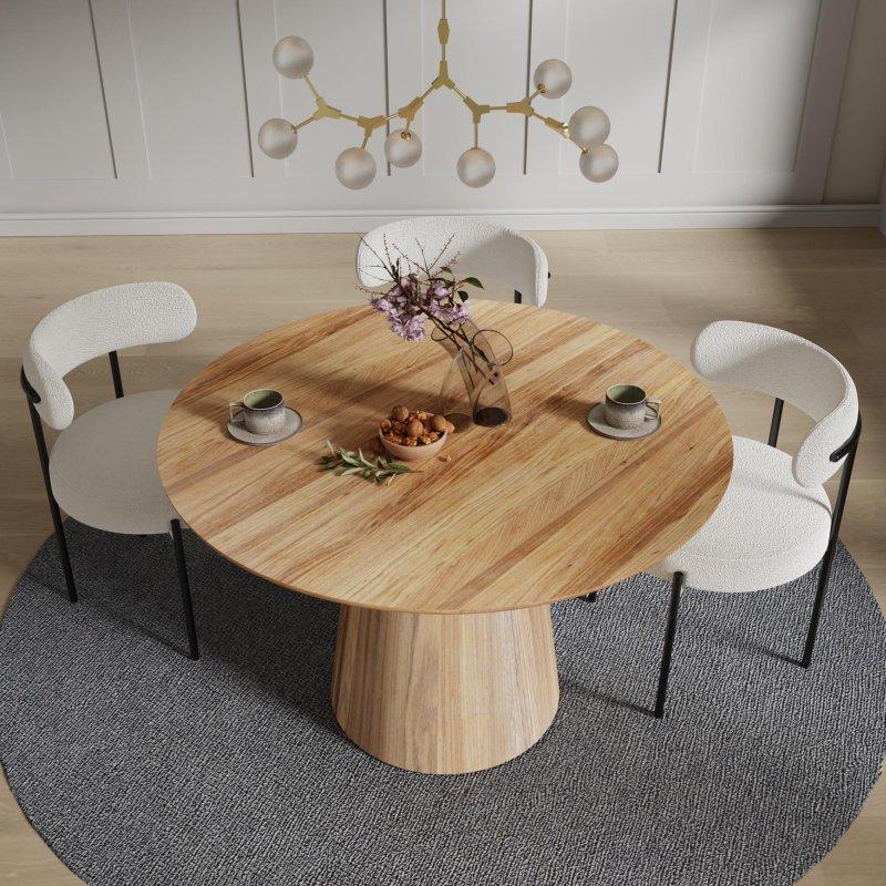 Yuvarlak Ahşap Yemek Masası 120 cm Doğal Renk - 82867