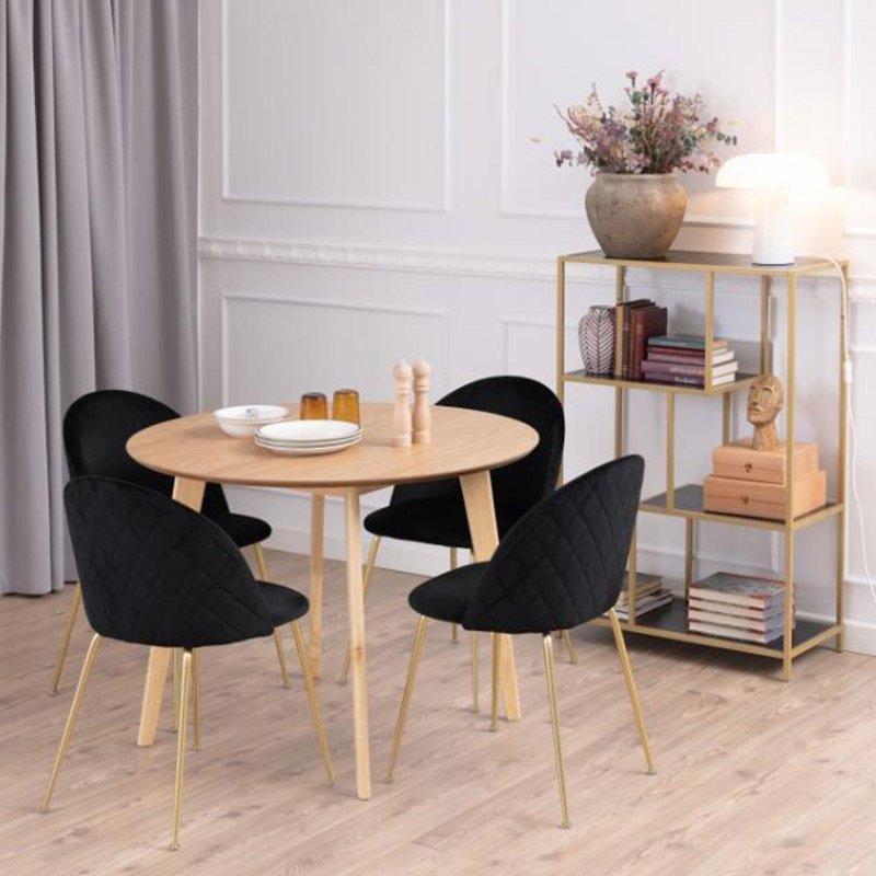 Yuvarlak Doğal Meşe Endüstriyel Ahşap Yemek Masası 105 cm - 82861