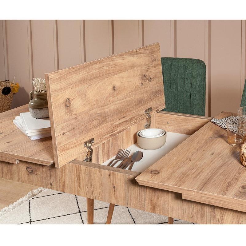 Açık Ahşap Rengi Genişletilebilir Yemek Masası 130x80 cm - 87319
