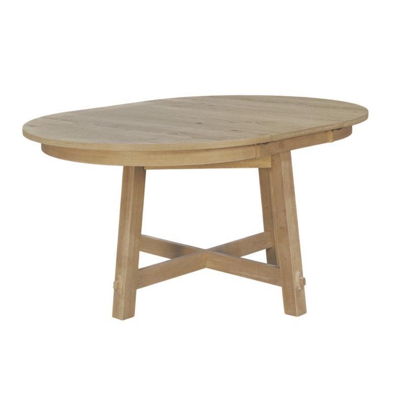 Açık Ahşap Rengi Yuvarlak Genişletilebilir Yemek Masası 112 cm - 87757