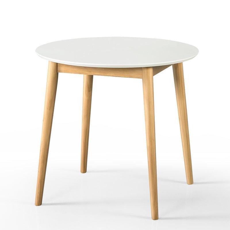 Açık Beyaz Masif Ahşap Yuvarlak Yemek Masası 80 cm - 87247