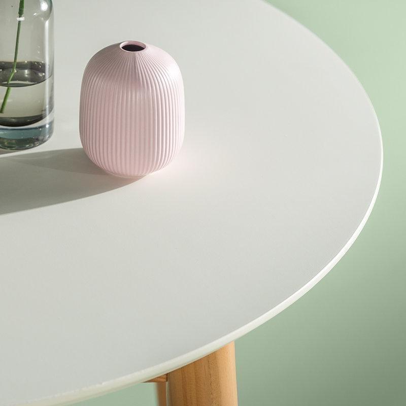 Açık Beyaz Masif Ahşap Yuvarlak Yemek Masası 80 cm - 87247