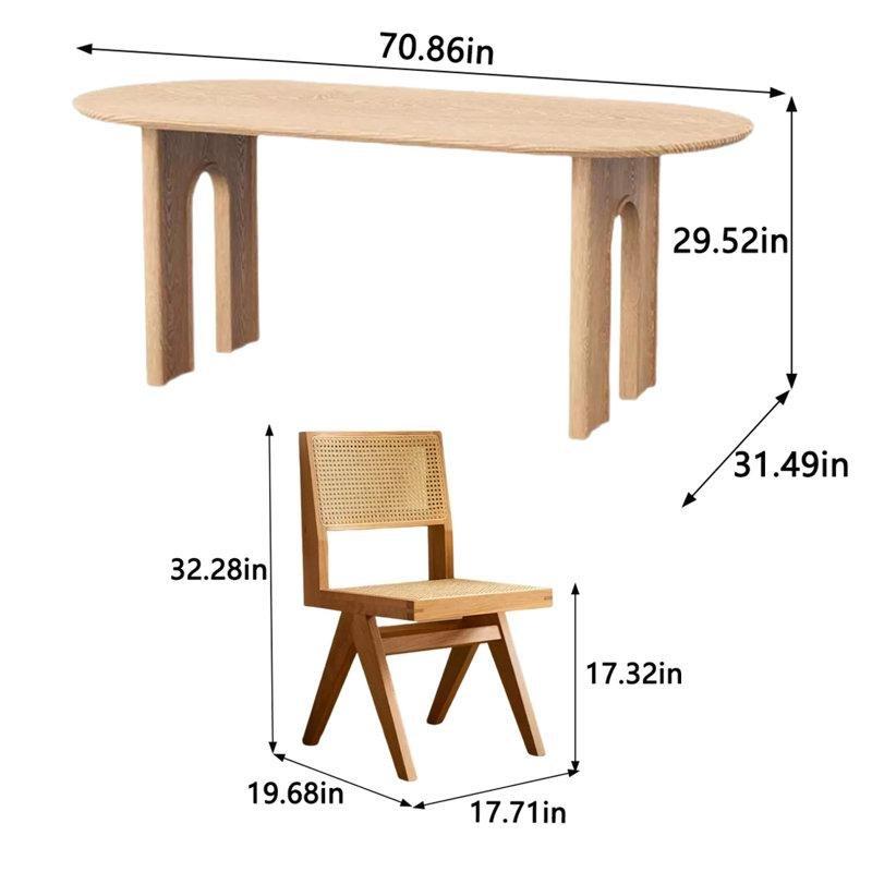Açık Ceviz Rengi Masif Ahşap Çift Ayaklı Yemek Masası 180 cm - 85324.0