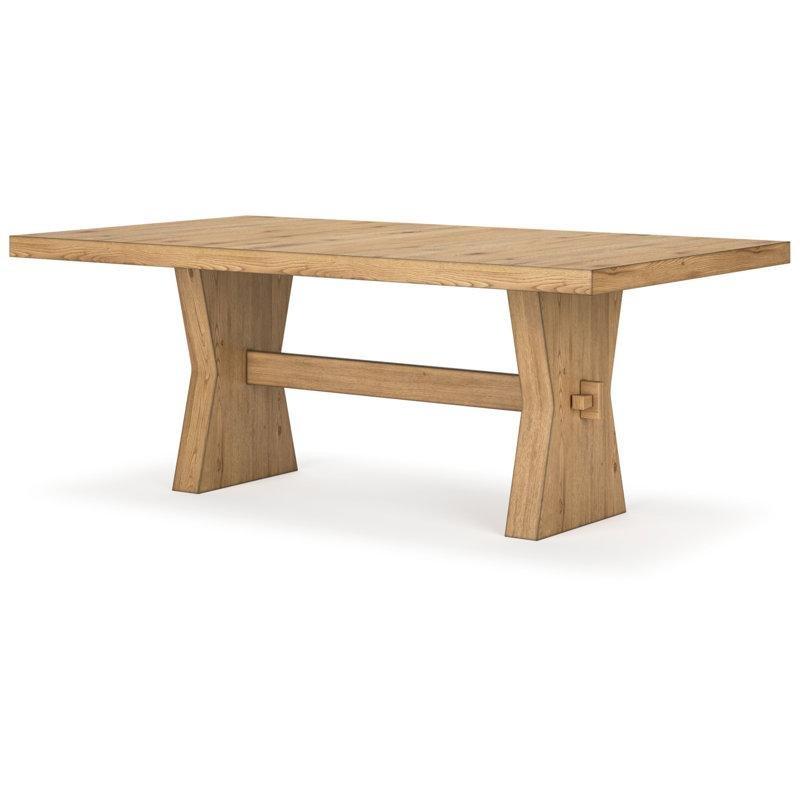 Açık Kahverengi Masif Ahşap 6 Kişilik Yemek Masası 198 cm - 84118