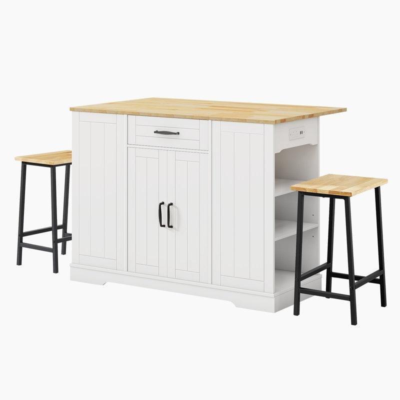 Açılır Ahşap Tezgahlı Depolama Dolaplı Yemek Masası 120x72 cm - 86146