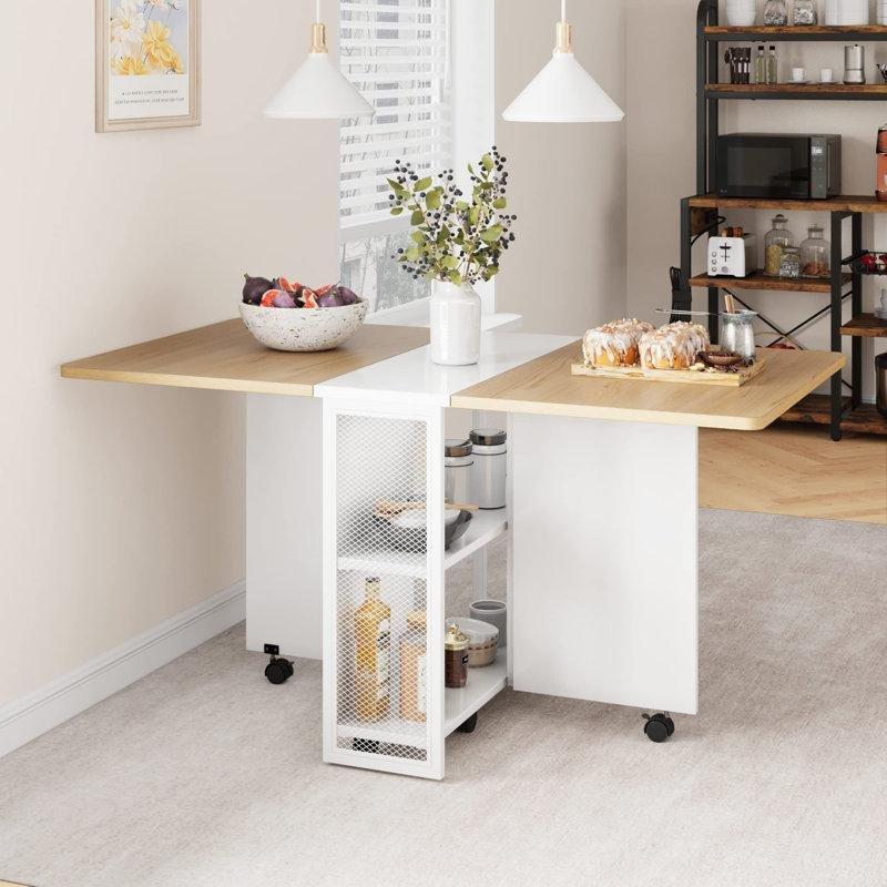 Açılır Kapanır Katlanabilir Dolaplı Yemek Masası 127x80x75 cm - 86155