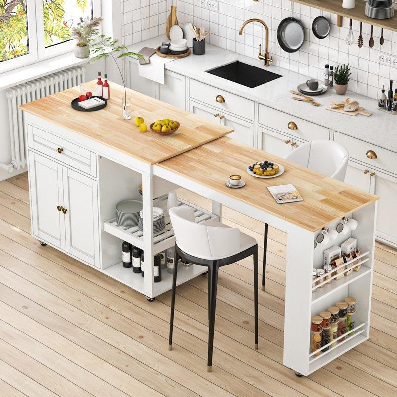 Açılır Masalı Çift Renkli Endüstriyel Ahşap Dolaplı Yemek Masası 137 cm - 86188