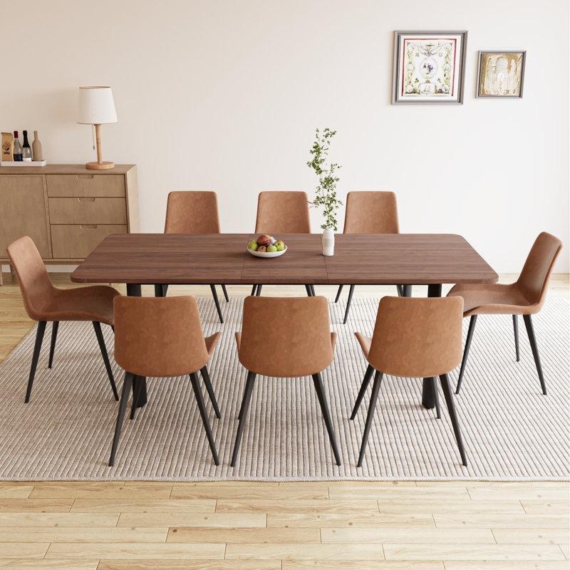 Açılır Mekanizmalı Kahverengi Endüstriyel Ahşap Yemek Masası Takımı 160-200 cm Gri Dönerli Sandalyeler - 88228