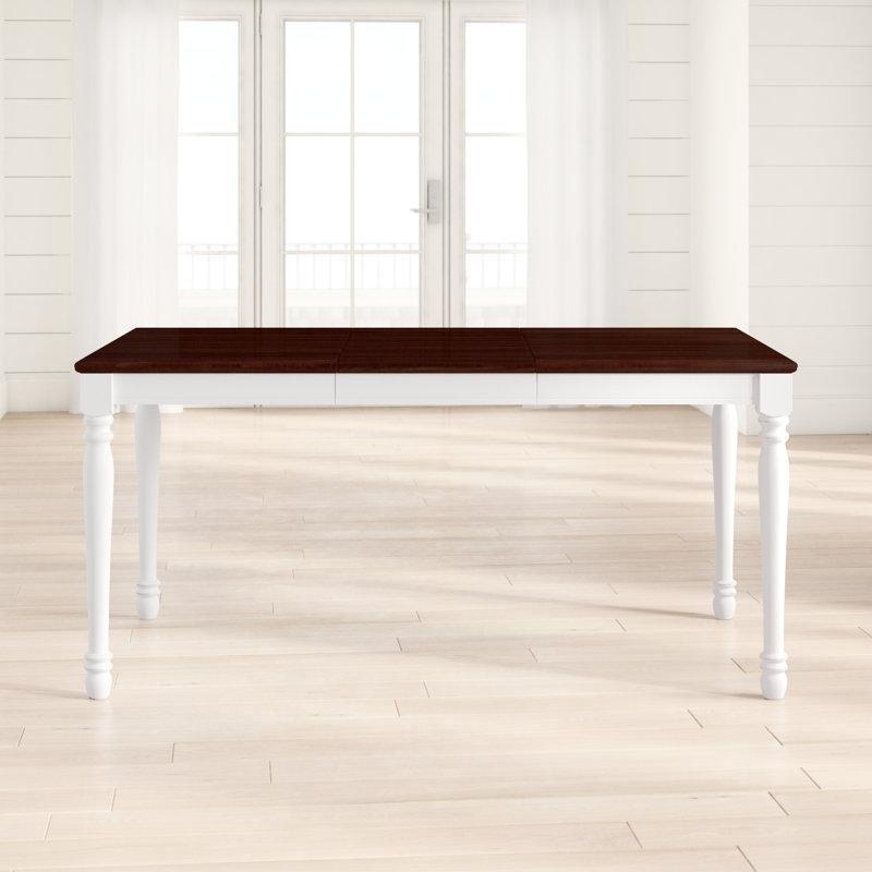 Açılır Mutfak Masası Beyaz Kahverengi Ahşap 92 cm Genişliğinde Dört Sandalyeli Yemek Seti - 85090.0