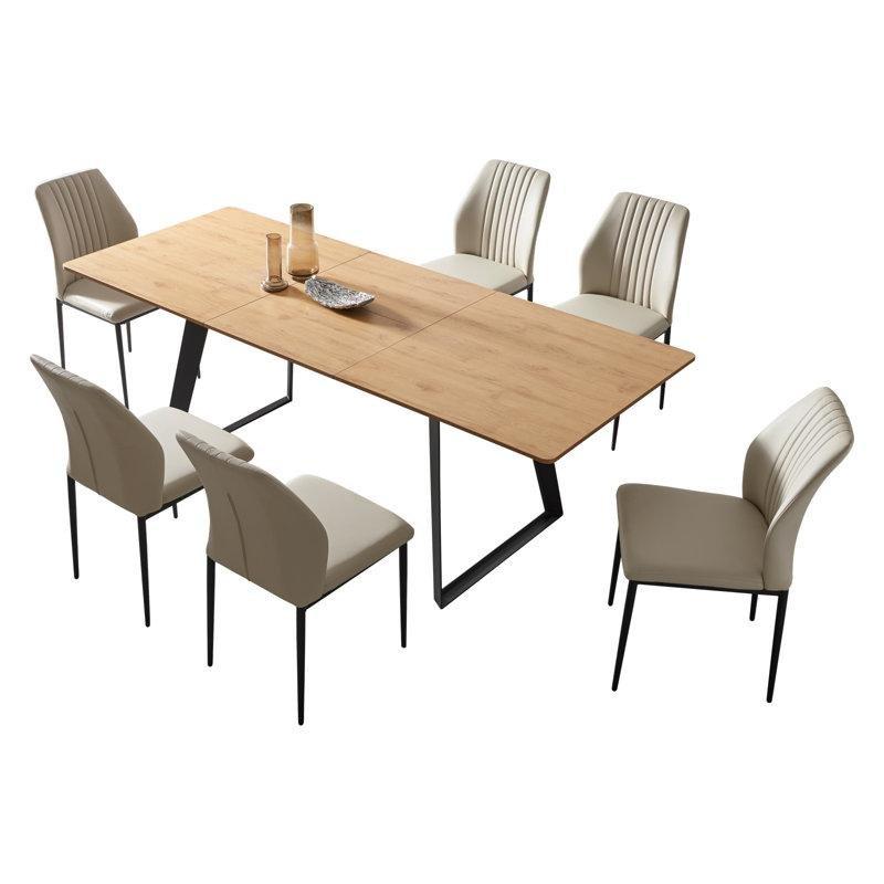 Açılır Mutfak Masası Endüstriyel Ahşap 130-170 cm Gri Ayaklı 6 Kişilik - 85156.0