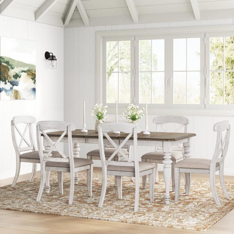 Açılır Mutfak Masası Kahverengi Masif Ahşap 6 Kişilik Sandalyeli Set - 85096.0