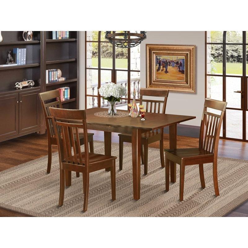 Açılır Mutfak Masası Kiti Kırmızı Kahverengi Ahşap 137x91 cm 5 Parçalı - 85150.0