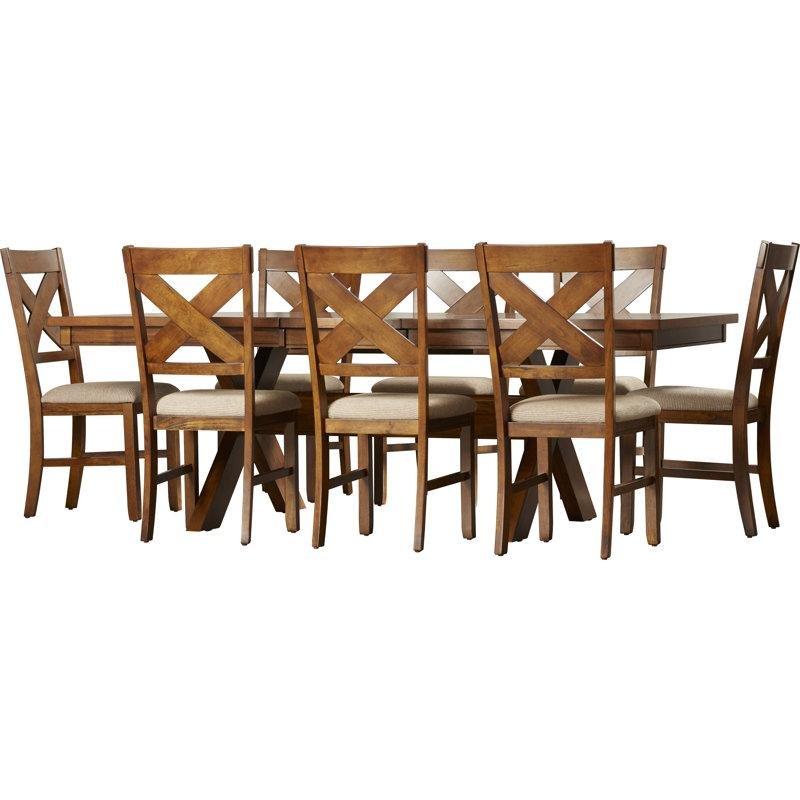 Açılır Mutfak Masası Koyu Fındık Rengi Endüstriyel Ahşap 183x213 cm Dört Sandalyeli Yemek Seti - 85069.0