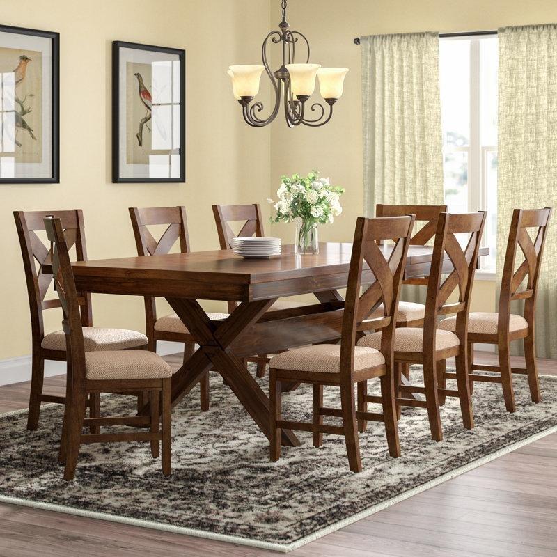 Açılır Mutfak Masası Koyu Fındık Rengi Endüstriyel Ahşap 183x213 cm Dört Sandalyeli Yemek Seti - 85069.0