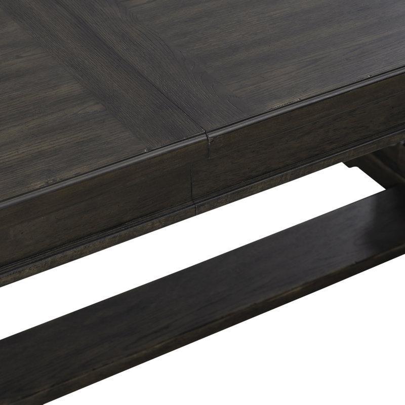 Açılır Mutfak Masası Saddle Brown Renk Dörtlü Sandalyeli Ahşap Trestle Set - 85165.0