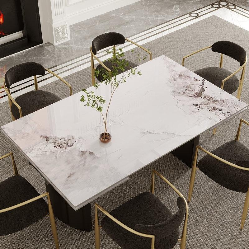 Açılır Sintered Stone Yemek Masası 160-240 cm Metal Ayaklı 8-10 Kişilik - 84265