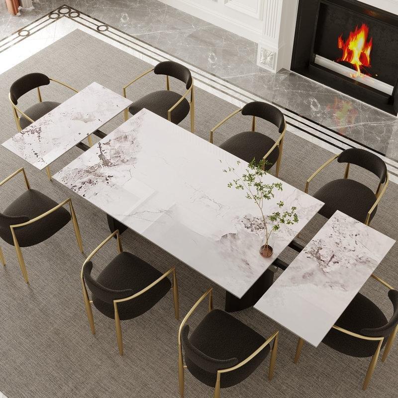 Açılır Sintered Stone Yemek Masası 160-240 cm Metal Ayaklı 8-10 Kişilik - 84265