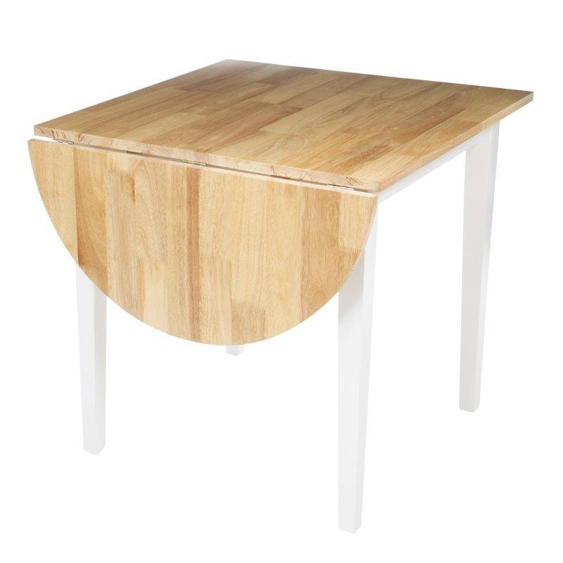 Açılır Yapraklı Masif Ahşap Yemek Masası Beyaz Çerçeve Kahverengi Üst 76 cm - 86305