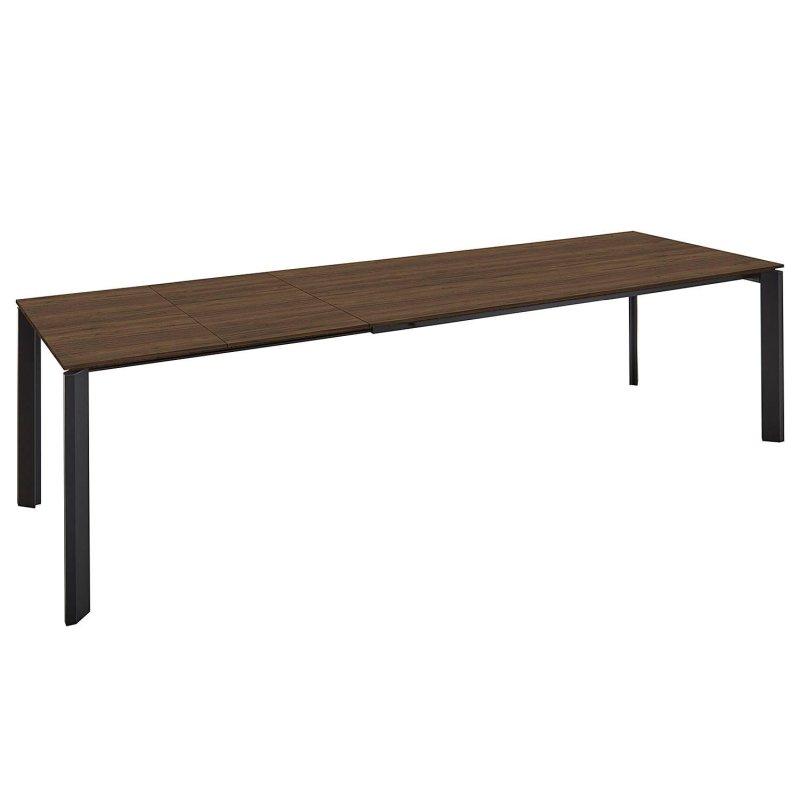 Açılır Yemek Masası 200x95 cm Koyu Ahşap Desenli Siyah Metal Ayaklı - 83824