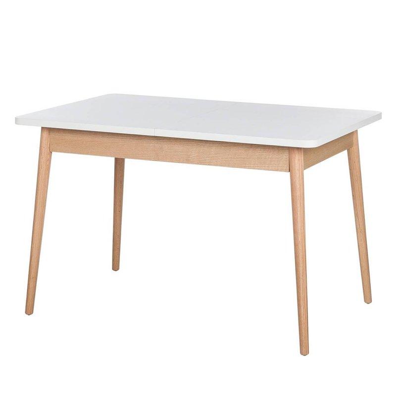 Açılır Yemek Masası Beyaz Masif Meşe 120x90 cm - 83818