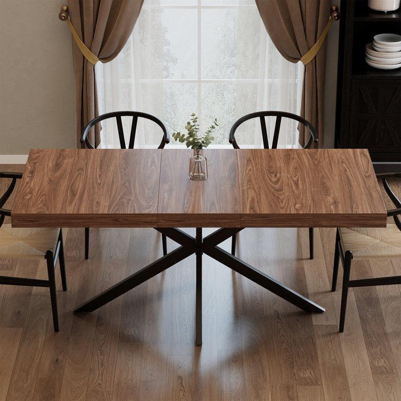 Açılır Yemek Masası Endüstriyel Ahşap Siyah Metal Ayaklı 180 cm - 83449