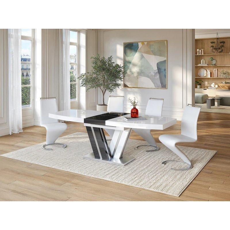Açılır Yemek Masası Gri Beyaz MDF 180 cm - 83272