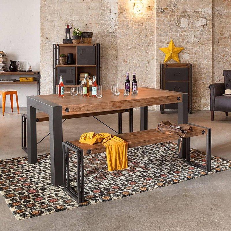 Akaçya Ağacı Açılır Yemek Masası 160x90 cm Antrasit Metal Ayaklı - 83821