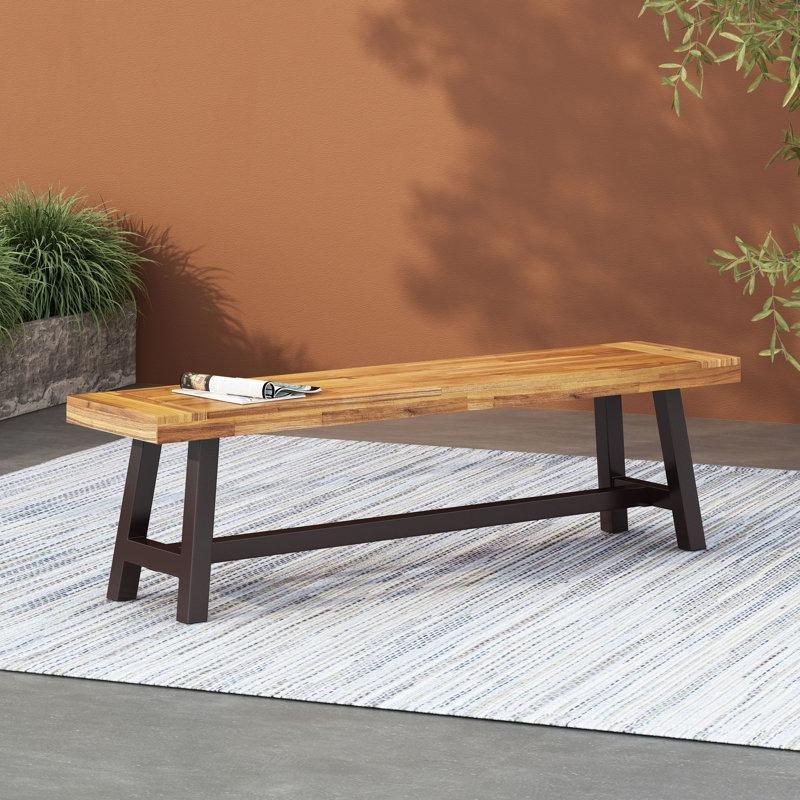 Akasya Ahşap Metal Çerçeveli Yemek Masası Bench 160x37x44 cm - 88345