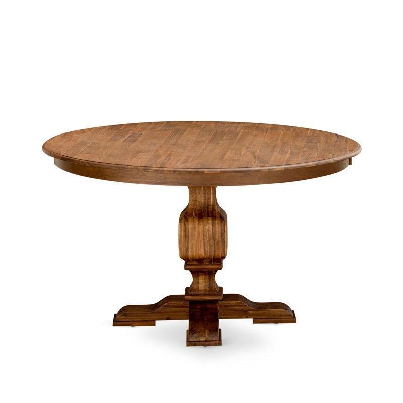 Akasya Ahşap Yuvarlak Yemek Masası 122 cm Çapında Pedestal Tabanlı - 83647