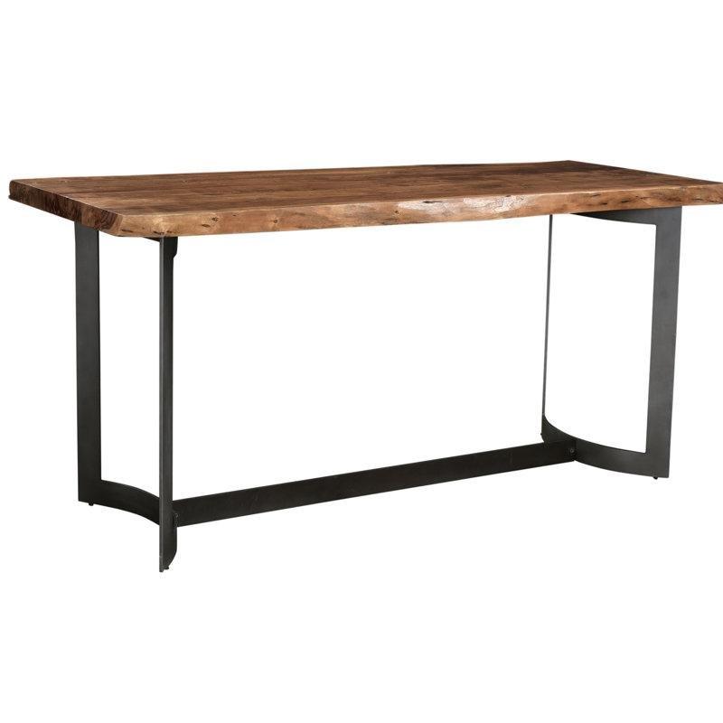 Akasya Masif Ahşap Tablalı Siyah Metal Ayaklı Yemek Masası 203 cm - 85942